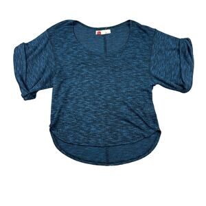 Free People Beach Size S Womens Marled Starlight Blue Nani Tee Short Sleeve Top